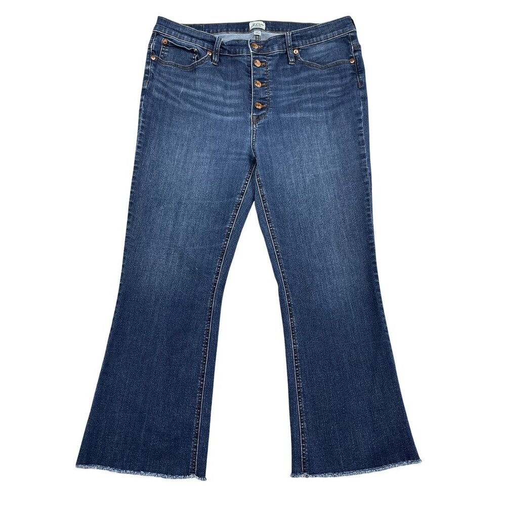J.Crew Jeans Womens 32 Blue‎ Billie Demi Boot Crop Button Fly Exposed Button